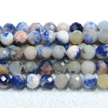 Natural Sunset Sodalite / Orange Sodalite Faceted Round Beads 3.3mm