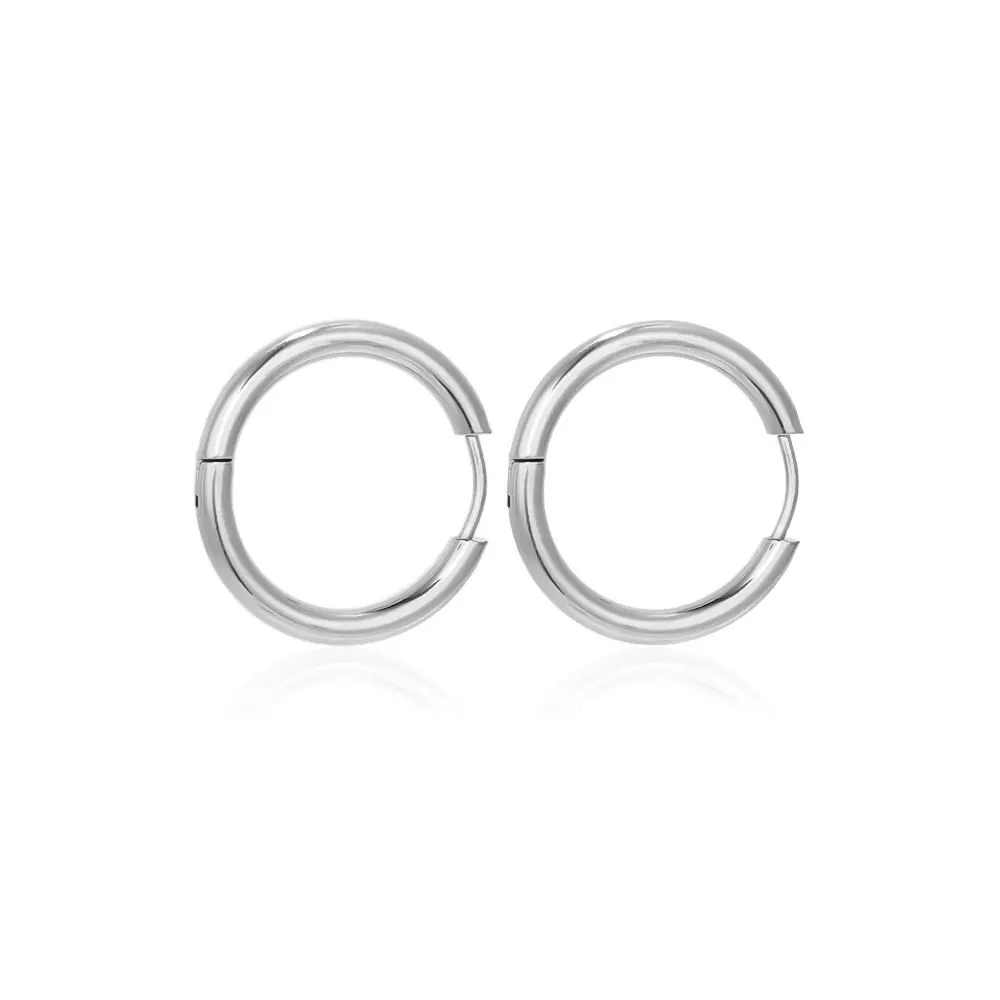 18k Gold Earrings Round Ear Buckle Stainless Steel Earrings Ornaments