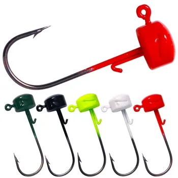 Cheery Wholesale Metal Lead Mushroom Head Jig Fishing Lures 5pcs/bag 2.8g 3.6g 4.6g 7g Soft Bait Jig Hooks – Soft Lure – view 2