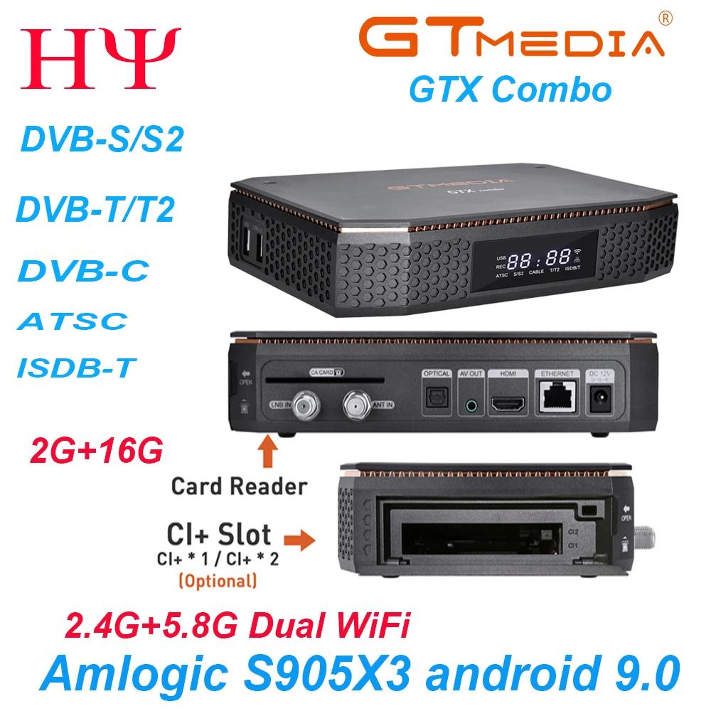 Gtmedia Gtx Combo 8k S905x3 Android 9.0+dvb-s2x/t/t2/c/c2 Atsc-t Isdb-t ...