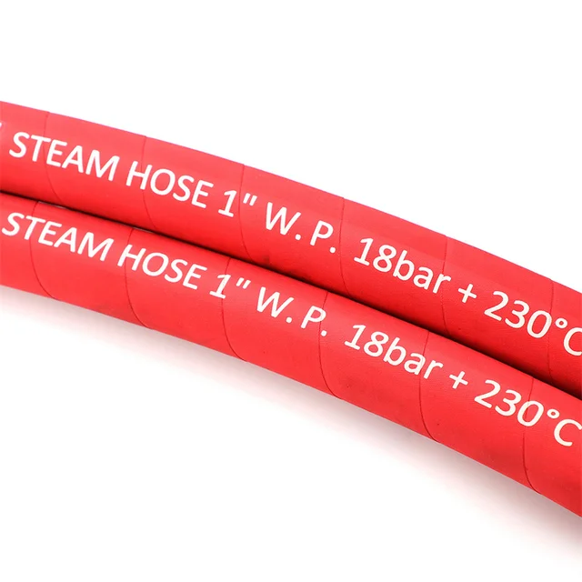 Red Cover EPDM Rubber Wire Braided Steam Hose for Saturated Steam High Temperature Water Transfer