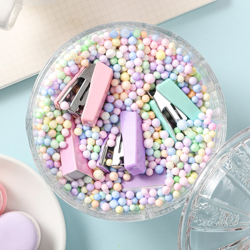 Культурный и креативный милый мини степлер скобы с длинным хвостом зажим многофункциональный набор пастельных цветов переплет офисные канцелярские принадлежности