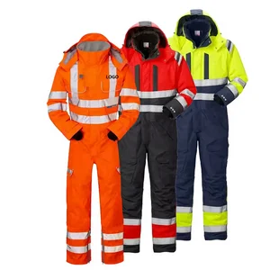 NFPA2112 Waterproof Cotton Coal Oil Gas Construction Fire Retardant High Visibility Safety Workwear Suit FRC FR Hi Vis Coverall