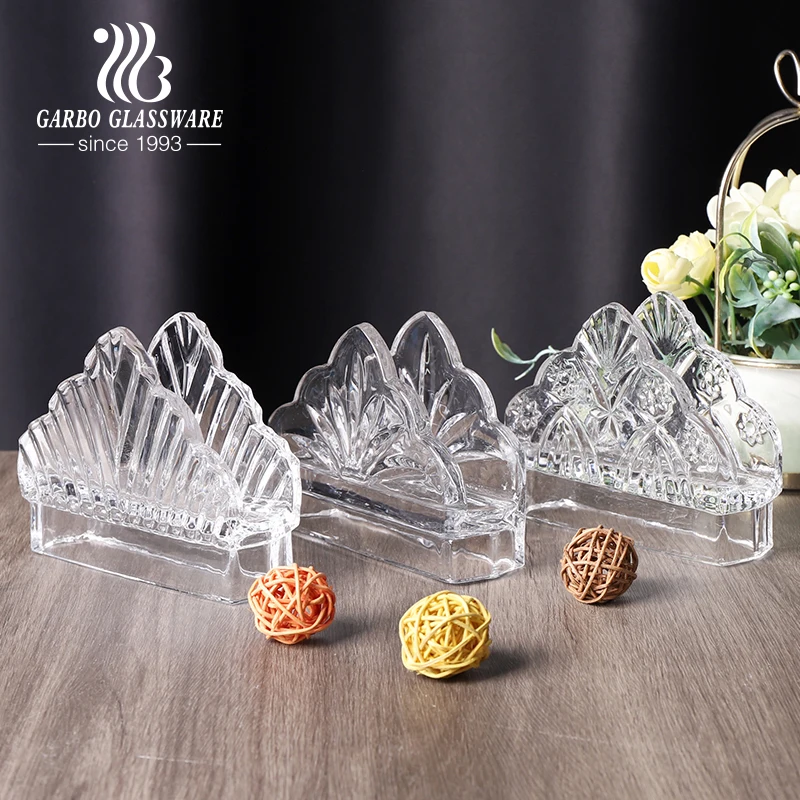 Triangle Clear Glass Napkin Holder for Crockery Decorations Cafe Restaurant Bar Living Room Kitchen for Wholesale Factory Price