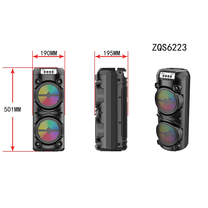 ZQS6223 Portable 6 Inch Outdoor Bluetooth Speaker with Colorful