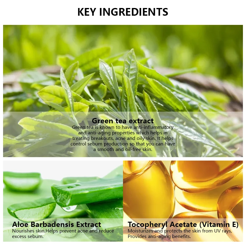 Custom Private Label Natural Moisturizing Deep Cleansing Green Tea Foam Face Wash for Face Cleansing Facial Cleanser