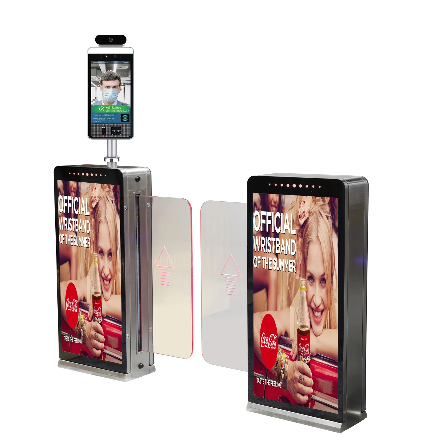 Face Recognition Controlled Glass Sliding Barrier Advertising Screen Gate