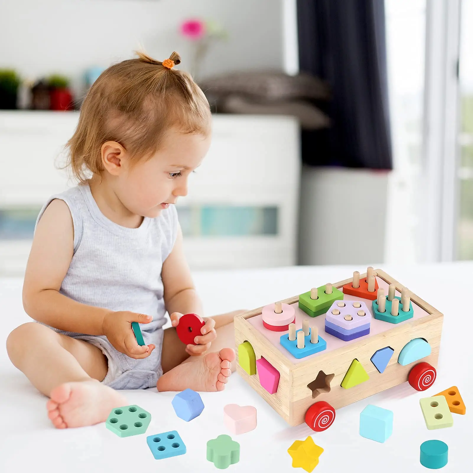 Wooden Cognitive Toys Color Recognition Shape Classification Cube Block