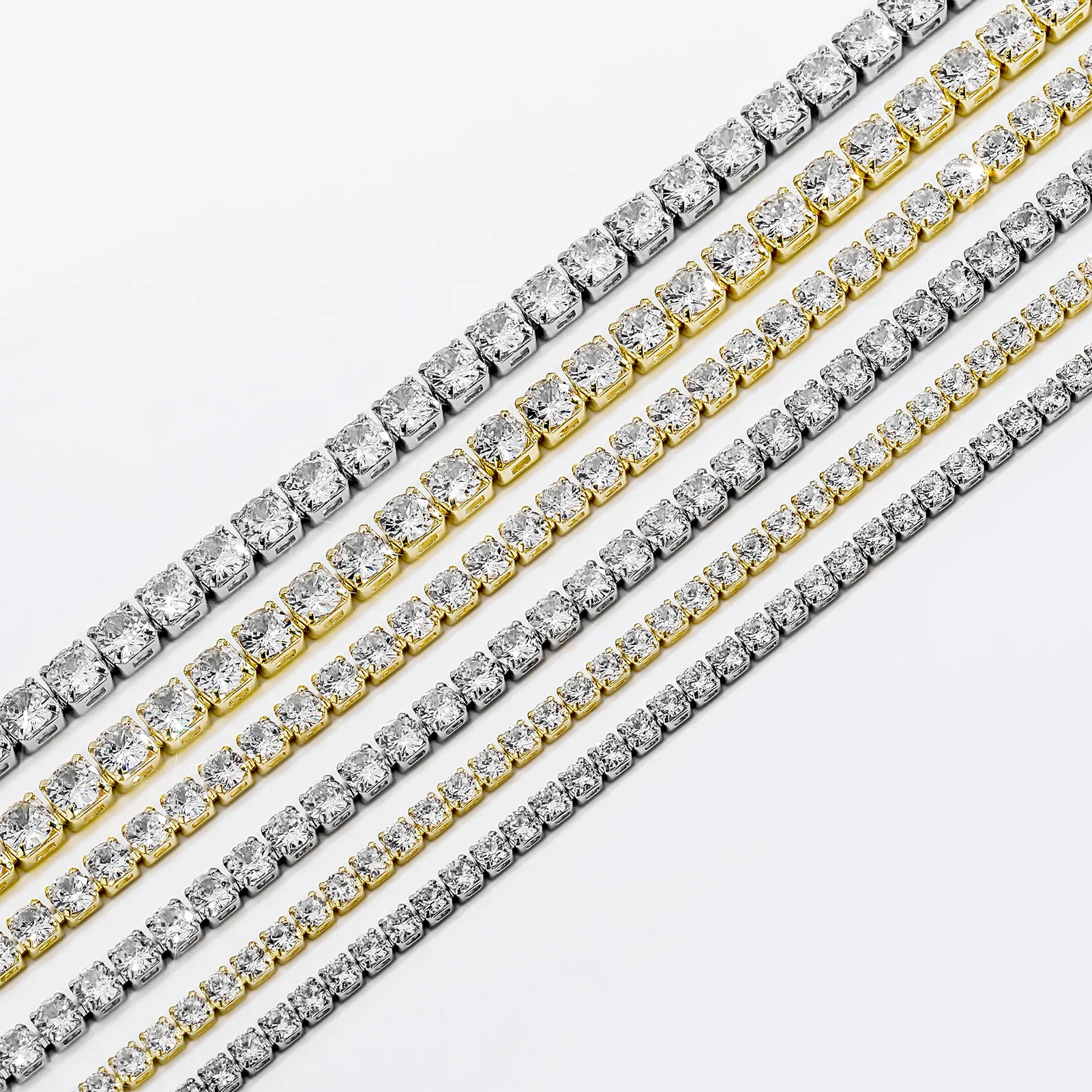 Women's Tarnish Free Chain Necklace Real PVD Gold Tennis Chain Hip-Hop Choker Necklace 3A+ Zircon Fine Beaded Tennis Necklace