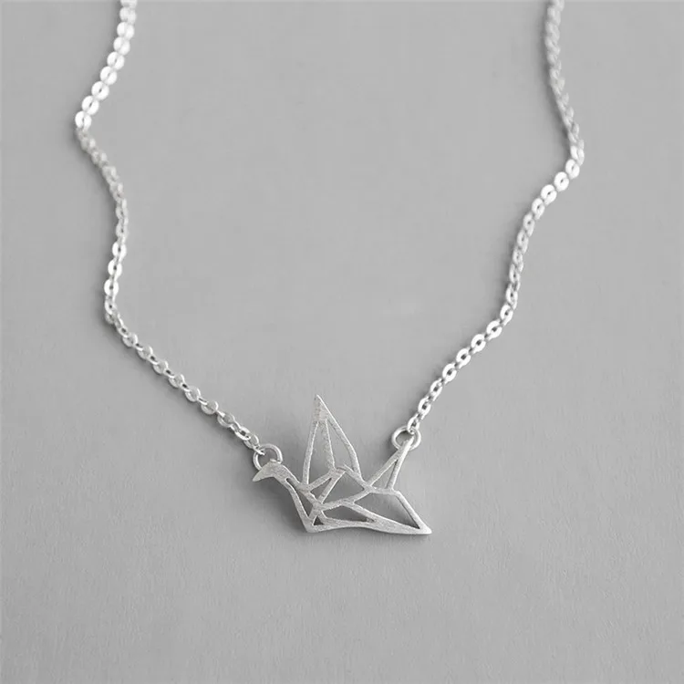 PERIMADE Japanese Orizuru Layered Necklace • Minimalist Paper Crane Charm Pendant • Silver Bridesmaid Jewelry • Trendy Best Friend Gift