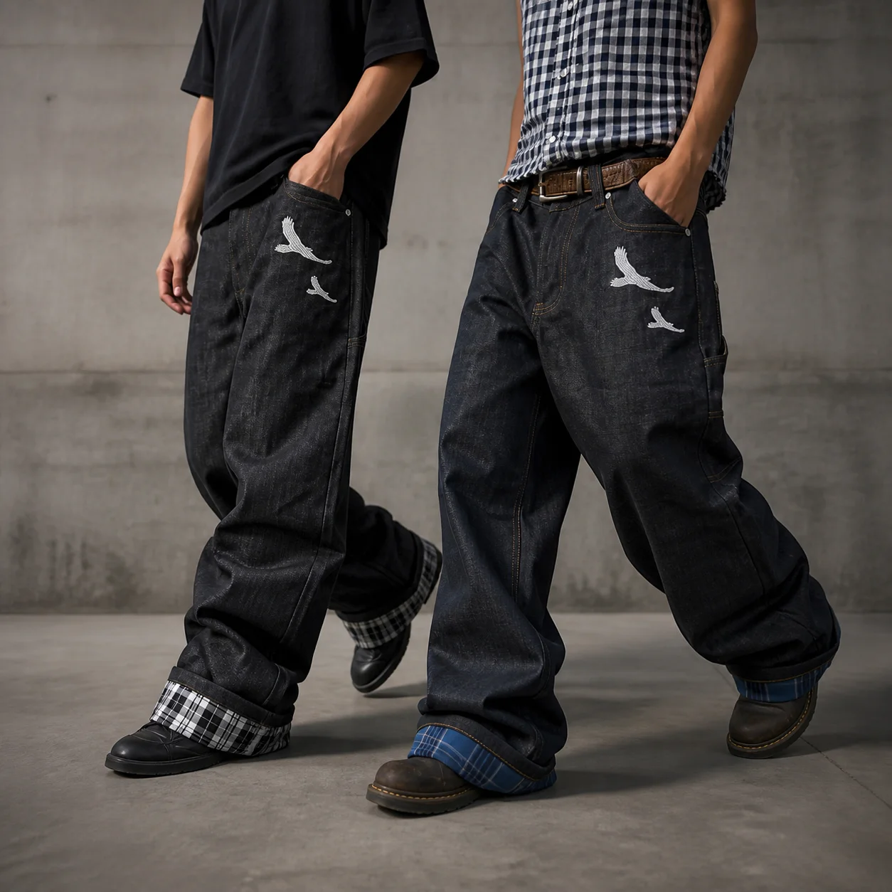 Custom Acid Wash Stretch Loose Fit Bootcut Distressed Vintage Ripped Wide Leg Denim Pant Homme Clothes Baggy Flared Jean for Men