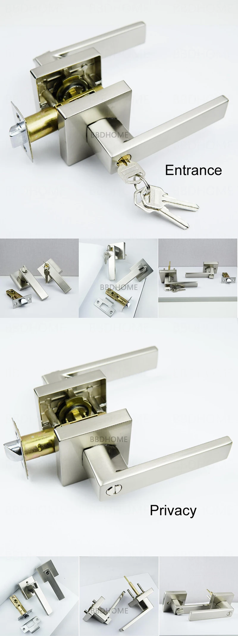 Sn Exterior Entrance Passage Dummy Bathroom Door Lever Square Wooden