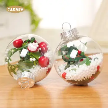 YACHEN Wholesale Clear Refillable Decorative Ball DIY Hanging Christmas Plastic Ornaments Balls for Home Decor Xmas Tree Decor