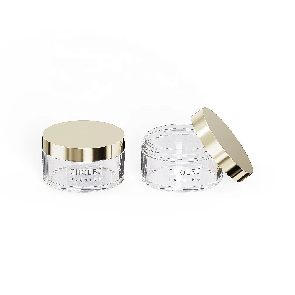 Luxury 50ml & 107ml Cosmetic Jar Bottle with Gold Lid Hot Stamping Olive Oil for Skin Care Serum