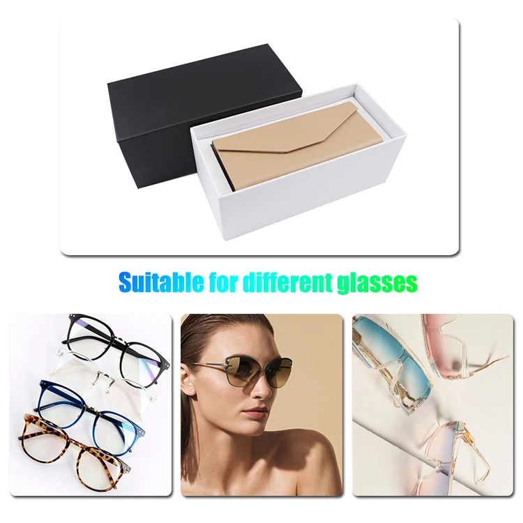 luxury oversize black thick leather sunglasses glasses eyeglasses hard optical magnet spectacle eyewear case and packaging cases