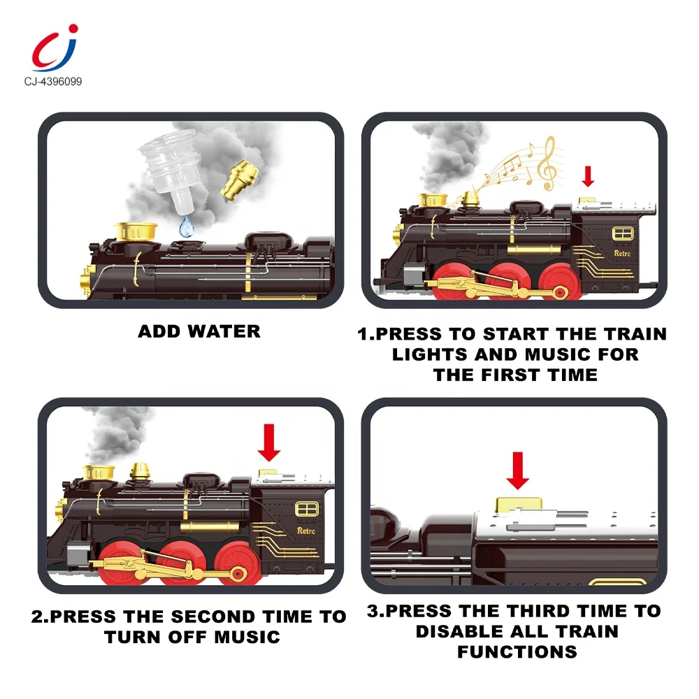 Chengji B O Railway Train Set Classic Spray Electric Slot Light Music Suit Simulation High-speed Retro Train With Steam