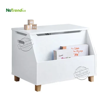 Modern White Small MDF Wooden Children Bookshelf Kids Toy Storage Box