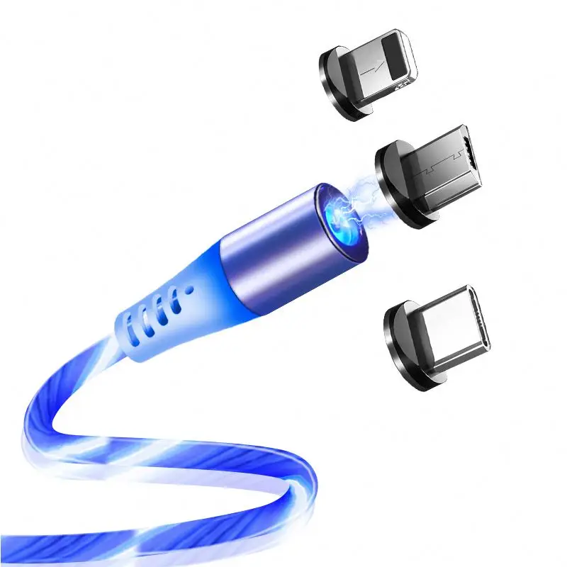 3in1 LED luz que fluye Cable de Carga Rápida Magnético Cable Cable de datos USB Arco Iris 3in1 LED luz que fluye Cable de Carga Rápida Magnético Cable Cable de datos USB Arco Iris