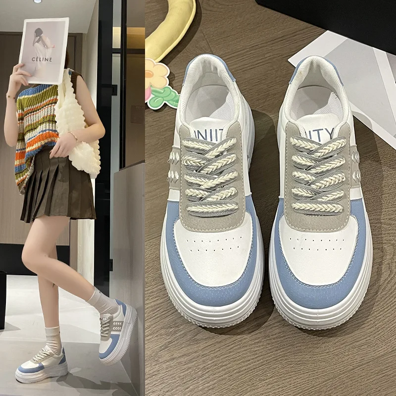 Popular Thick Sole Small White Shoes for Women's Spring and Summer Versatile Trendy Board Shoes 2024 New Sports Women's Matsuke