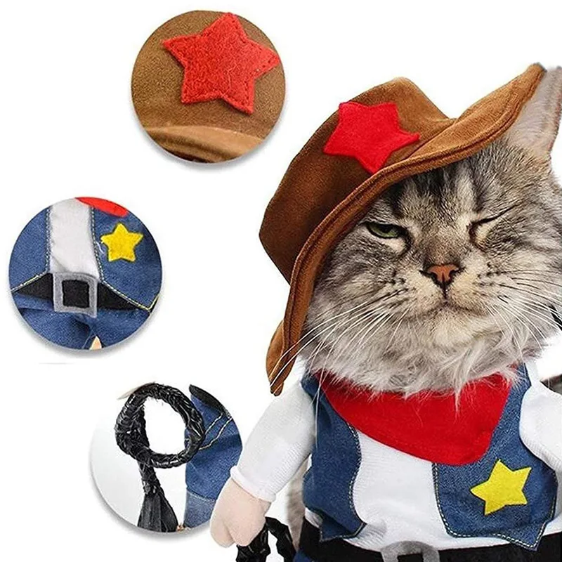  Idepet New Funny Pet Clothes Pirate Dog Cat Costume Suit  Corsair Dressing up Party Apparel Clothing for Cat Dog Plus Hat (Small) :  Pet Supplies