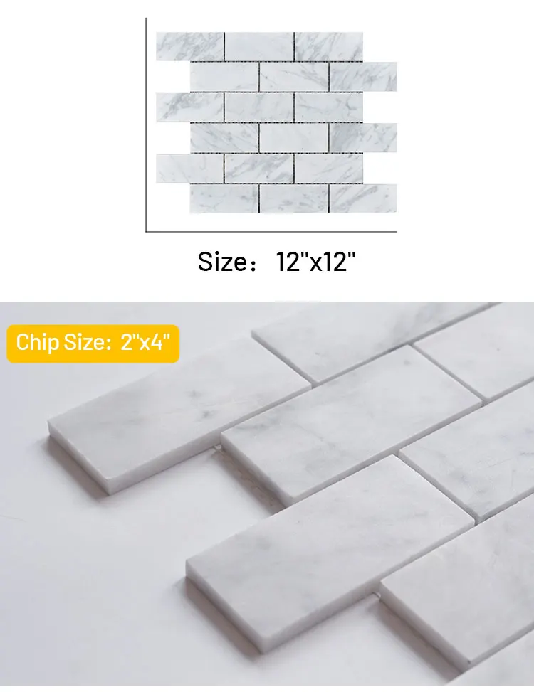 Bianco Carrara Stone Brick Mosaic Bathroom Wall White Subway Tile ...