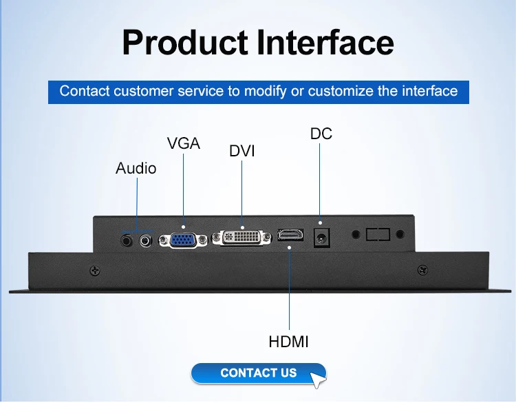 10.4/10 Inch Industrial Embedded Monitor Metal Case Resistive Touch Screen Wall-Mounted VESA VGA Port TFT-LCD Display in Stock