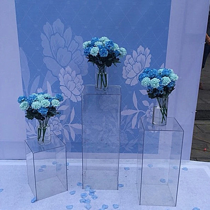 Model Clear Acrylic Square Floral Display Stand Pedestal Plinth Stand for Wedding Event Stand Decoration