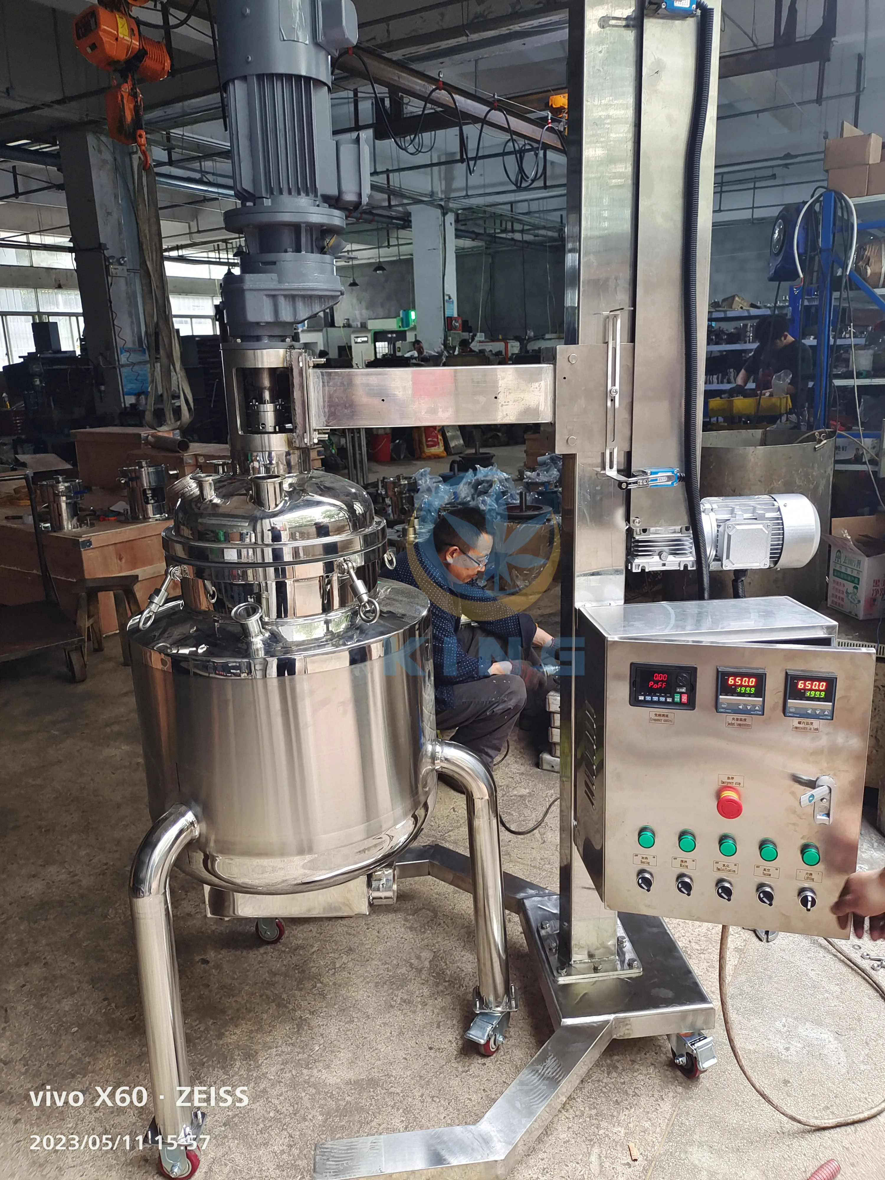 Stainless Steel Cosmetic High Shear Pneumatic Lifting Homogenizer Mixer ...