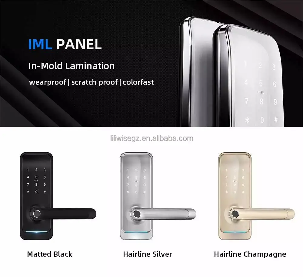 Smart Door Lock with Biometric Fingerprint 200 Capacity MF1 Card Support for 35-75mm Doors 5