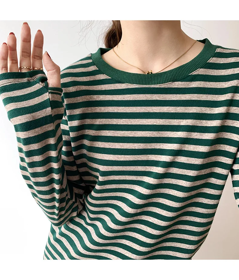 Best Price Round Neck Casual 100% cotton Custom Printed Knitted Long Sleeve Loose Top for Women's Shirts