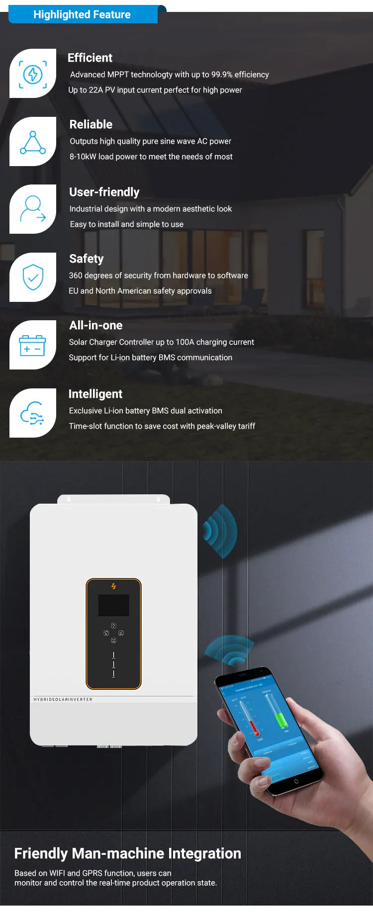 48v Split Phase 110v/240v 10kw On Grid Off Grid All In One Inverter ...