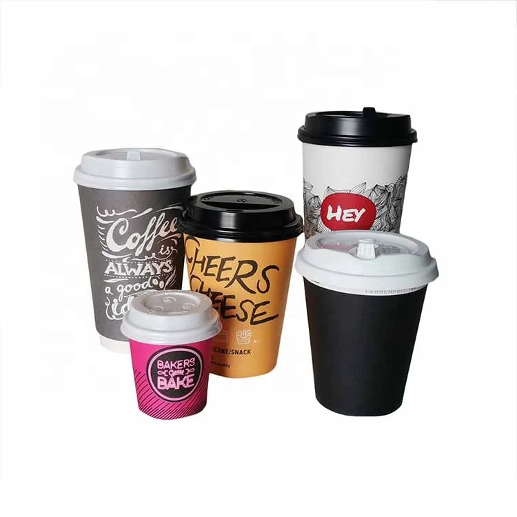 4oz 8oz 12oz 16oz Biodegradable Embossed  Ripple Disposable Double Wall Custom Logo Hot Coffee Paper Cup With Lids for Drinks