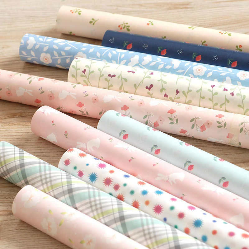 Multi Color Pink Blue Yellow Flower Customized Korean Wrapping Paper for Gifts Packaging