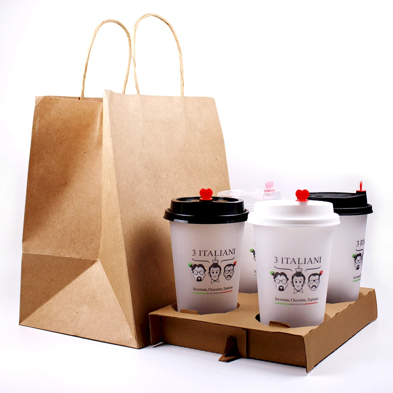 Wholesale Double 2 cups Flat packaging coffee to go cup holder paper bag  From m.
