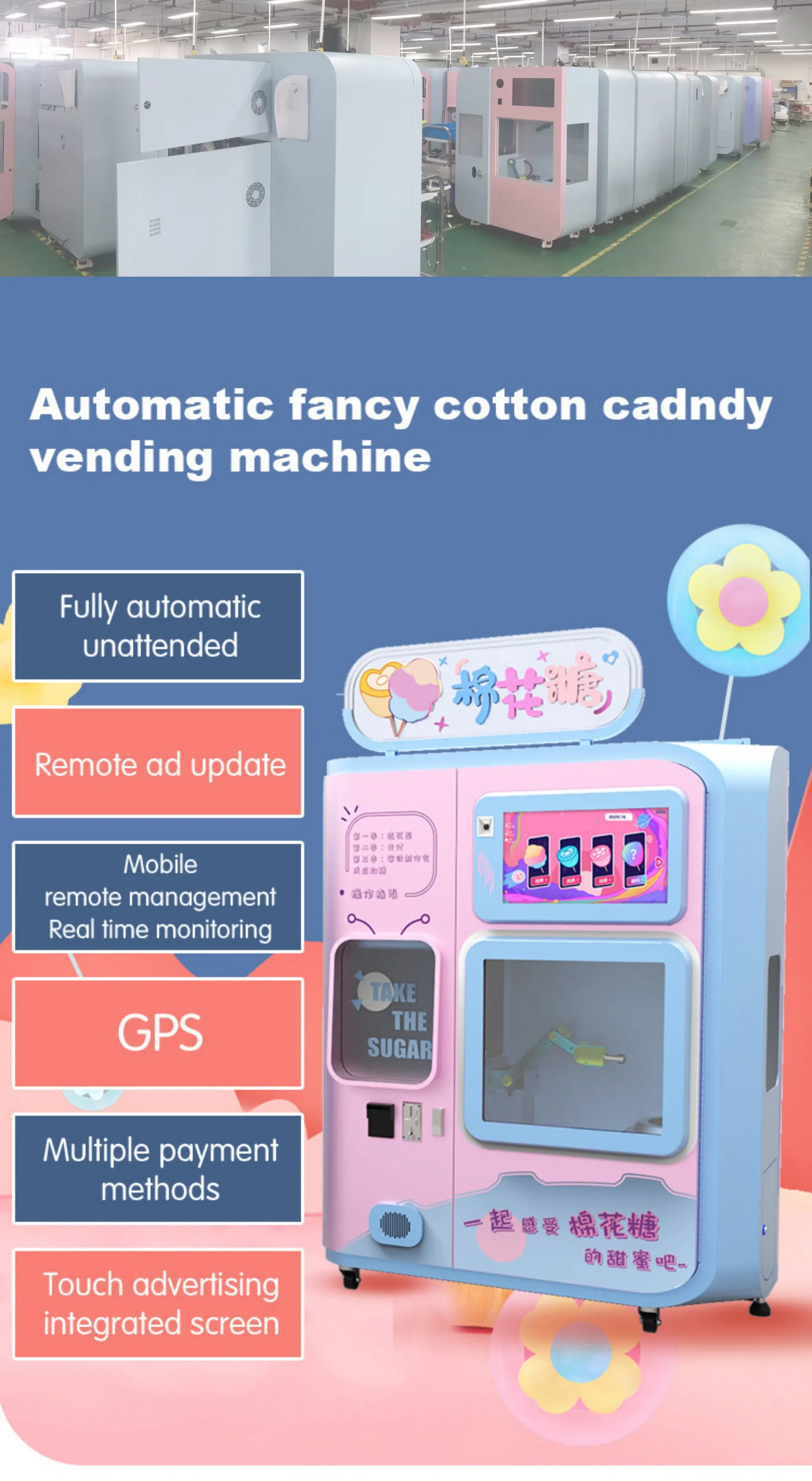 Fully Automatically Cotton Candy Making Machine Robot Commercial Sugar