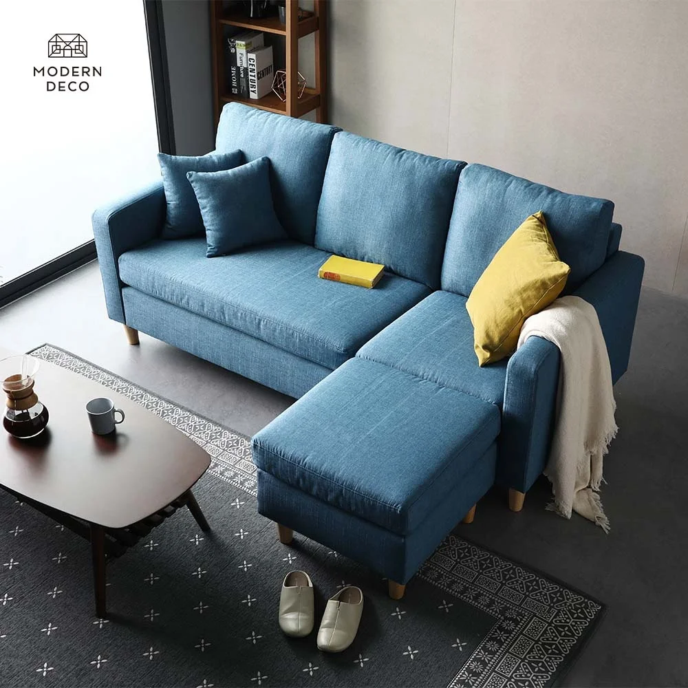 Modern Katlanabilir Futon Kanape Yatak Dönüştürülebilir 2 3 Koltuklu Köşe Kanepesi Yatak Seti ve Tabure Yaşam Odası