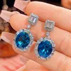 Platinum Blue pointed crystal stud earrings