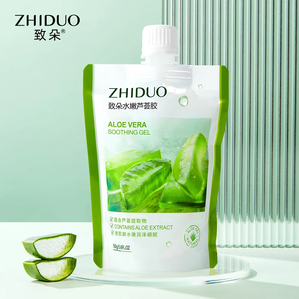 OEM ODM ZHIDUO  Wholesale Hydrating Aloe Vera Gel 300g Hydrating Moisturizing Soothing Skin Horn Large Bottle of Aloe Vera