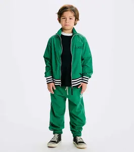 New Style Winter Coat and Jacket  for Boys Grass Green Unisex  Woven Jacket with Zipper Closure Kids Outwear Sportswear