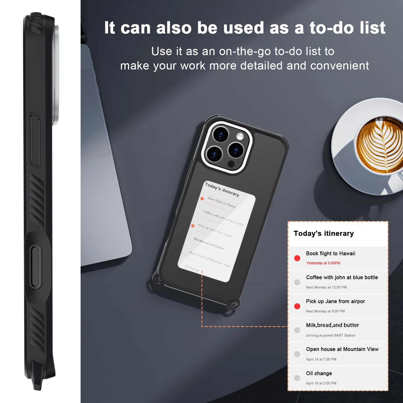 Luxury Design NFC E Ink Screen Display PC Phone Case With Lanyard Hole for iPhone 16 Pro Max Wholesale Customizable Logo