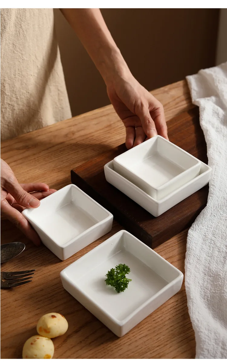 Kitchen Fancy Baking Dish Square Shape Fruit Snack Ceramic Dessert