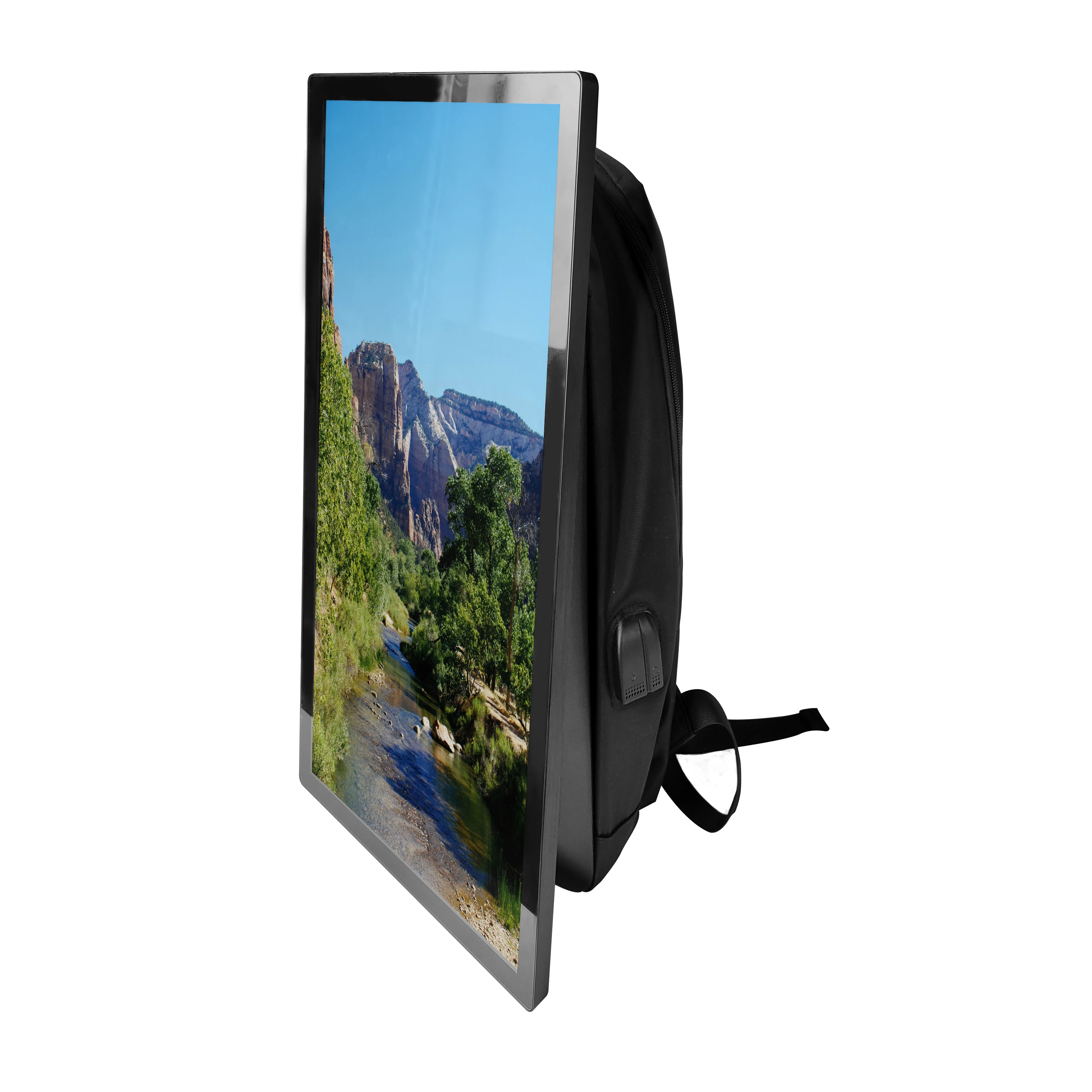 Portable Outdoor Advertising Display Screen Backpack Factory LCD Walking Billboard for Media Elevator Retail Store Use