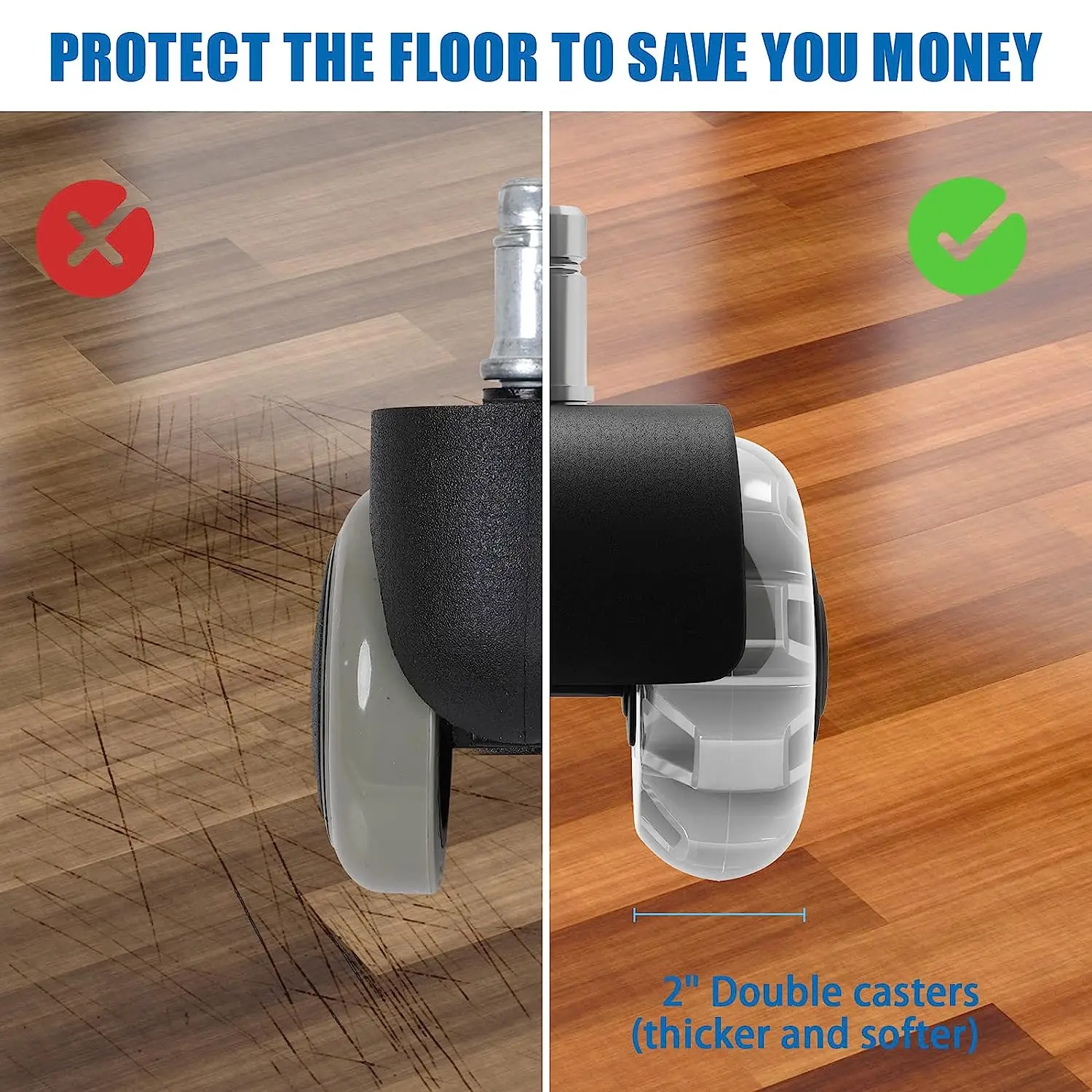 Universal 2 Inch 50mm Heavy Duty Furniture Silver Pu Caster Office