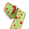 Green Polka Dots with Red Edge-6.3cm, 10 Yards Per Roll