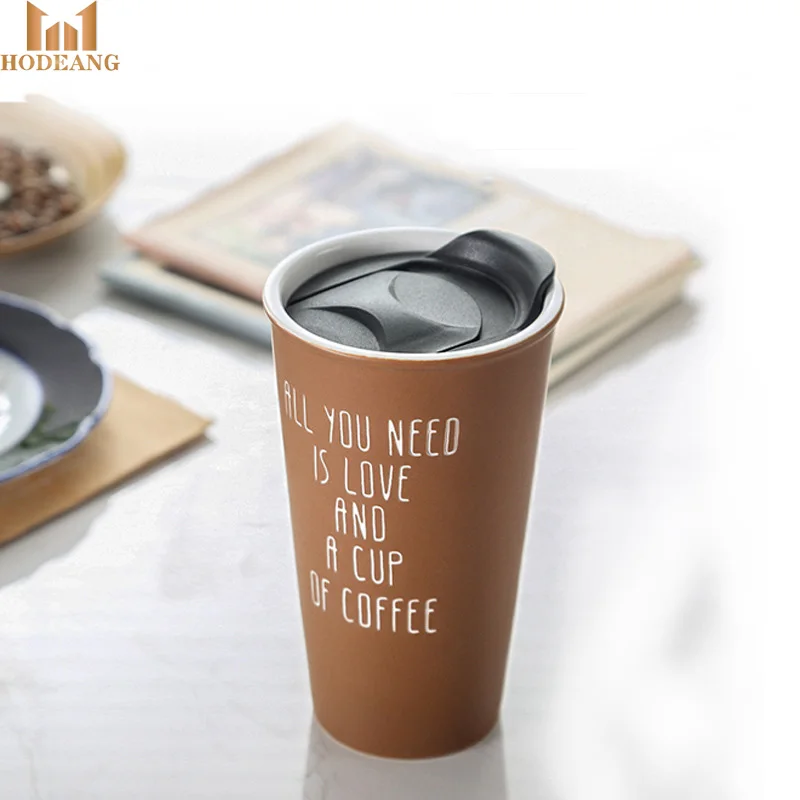 ceramic travel mug with plastic lid