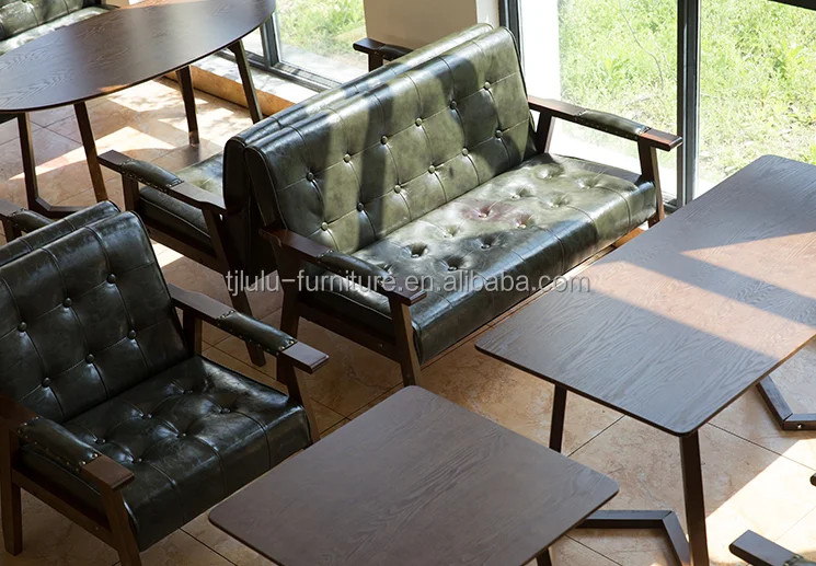 Italian Luxury Modern Wood Pu Leather Cafe Sofa Chair Dining Room