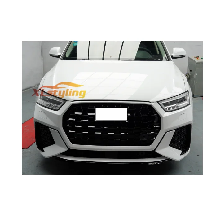 Car Conversion Facelift 2021 New RS Look Front Bumper with Exhaust and Clips for Audi Q3 2013-2018 to RS Bodykit