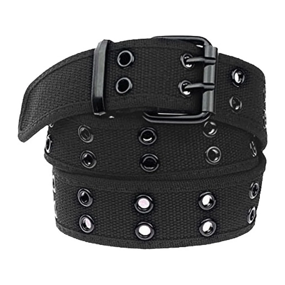 Wear-resistant Outdoor Lightweight Canvas Web Belts Solid Color Casual Double Hole Grommet Tactical Belt