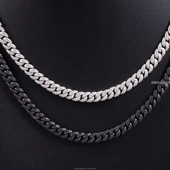 Popular Vvs Moissanite Iced Out Chain  S925 Silver Hip Hop Style Necklace Moissanite Diamond Cuban Link Necklace for Men/Women