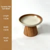 Wooden stand + shallow dish